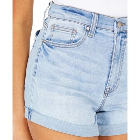Celebrity Pink Curvy Fit Jean Shorts 0 Light Blue‎ Juniors' Cuffed Stretch Faded - Picture 11 of 11
